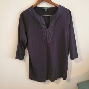 Lauren Ralph Lauren designer 100% cotton blouse black neutral size 1X